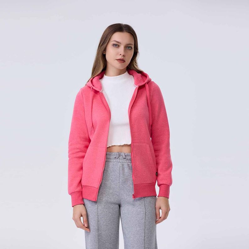 Polerón Mujer Básico Hoodie Guinda Melange-1