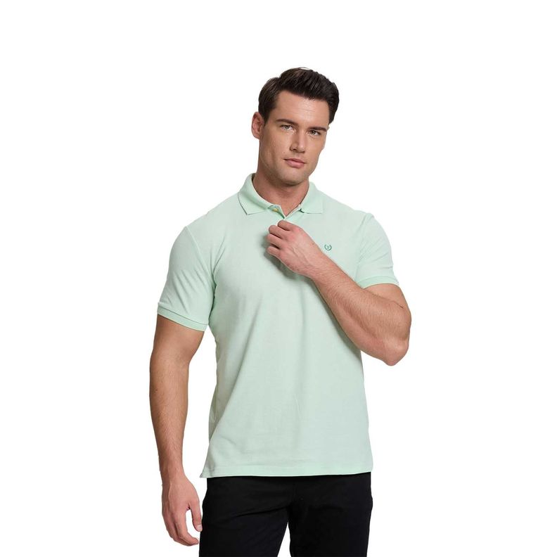 Polera Hombre Pique Básica Lisa Verde Claro Fashion's Park-0