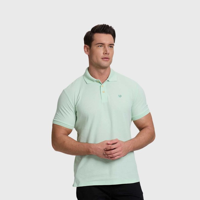 Polera Hombre Pique Básica Lisa Verde Claro Fashion's Park-1