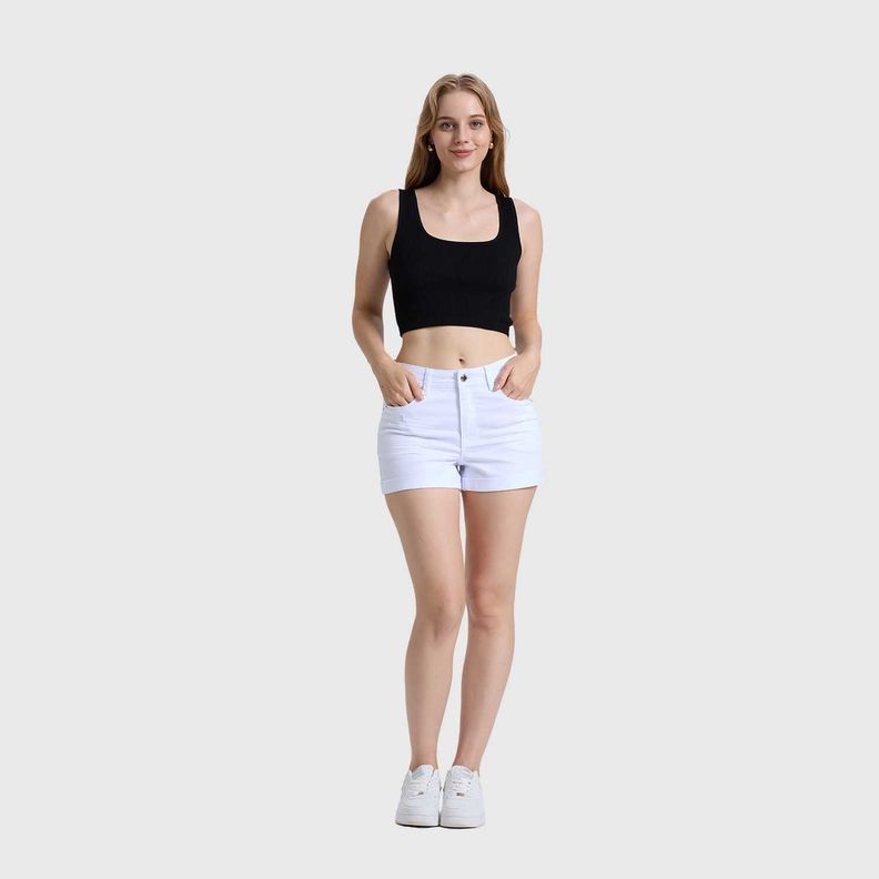 Short Mujer Color Tiro Alto Blanco Fashions Park-3