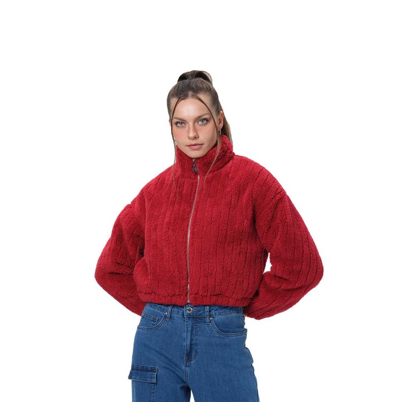Chaqueta Mujer Tipo Polar Rojo Oscuro Fashion's Park-0