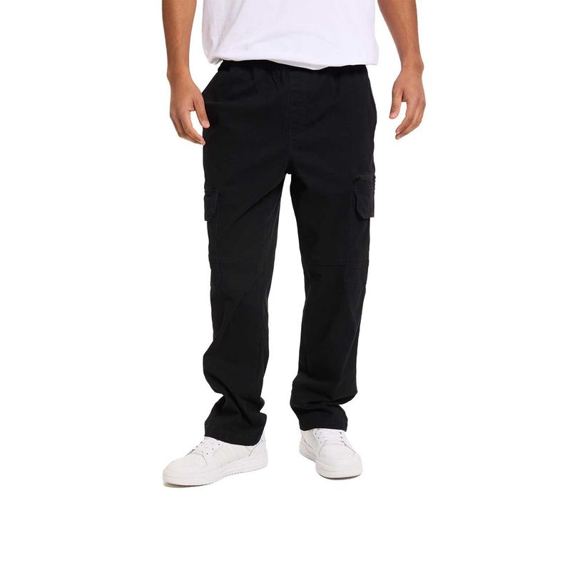Pantalón Hombre Cargo Pretina Negro Fashion's Park-0