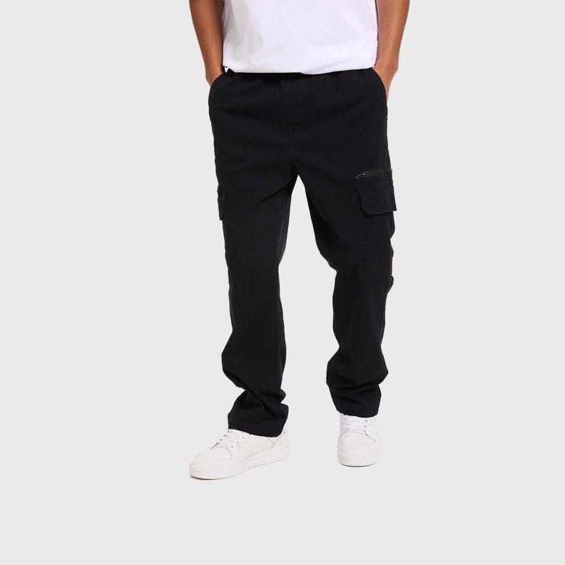 Pantalón Hombre Cargo Pretina Negro Fashion's Park-1