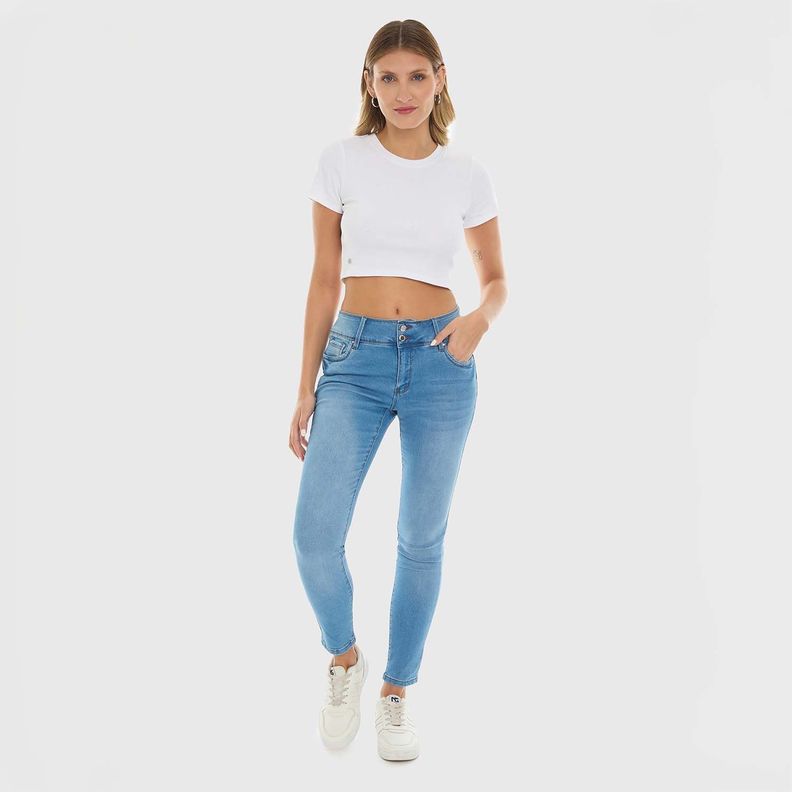 Jeans Mujer Skinny Kim Lavado Azul Claro Fashion's Park-3