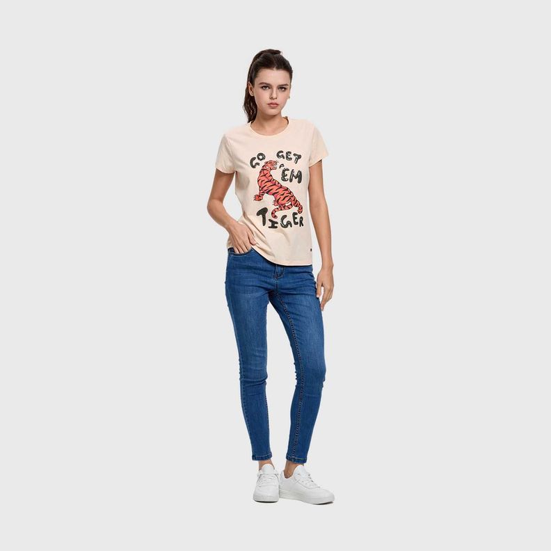 Polera Mujer Básica Print Beige Claro Fashions Park-3