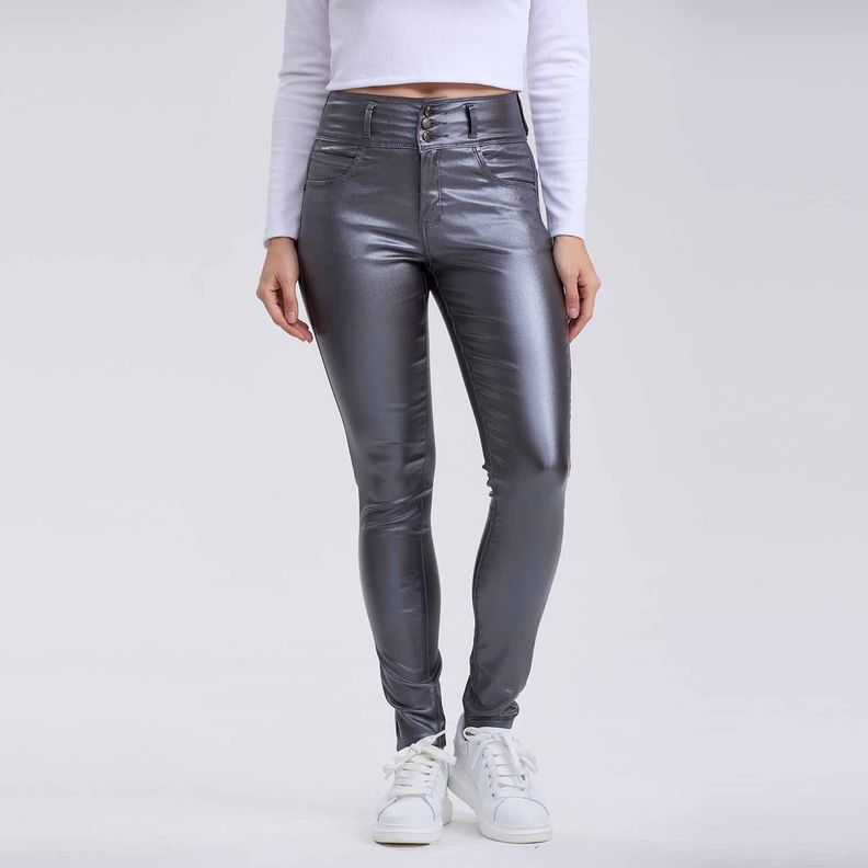 Jeans Mujer Skinny Push Up Gris-0