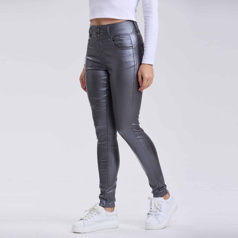 Jeans Mujer Skinny Push Up Gris-1