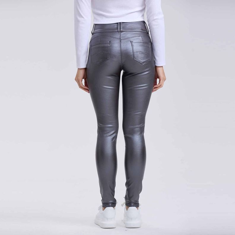 Jeans Mujer Skinny Push Up Gris-2