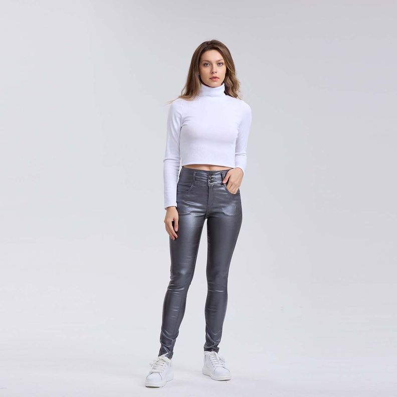 Jeans Mujer Skinny Push Up Gris-3