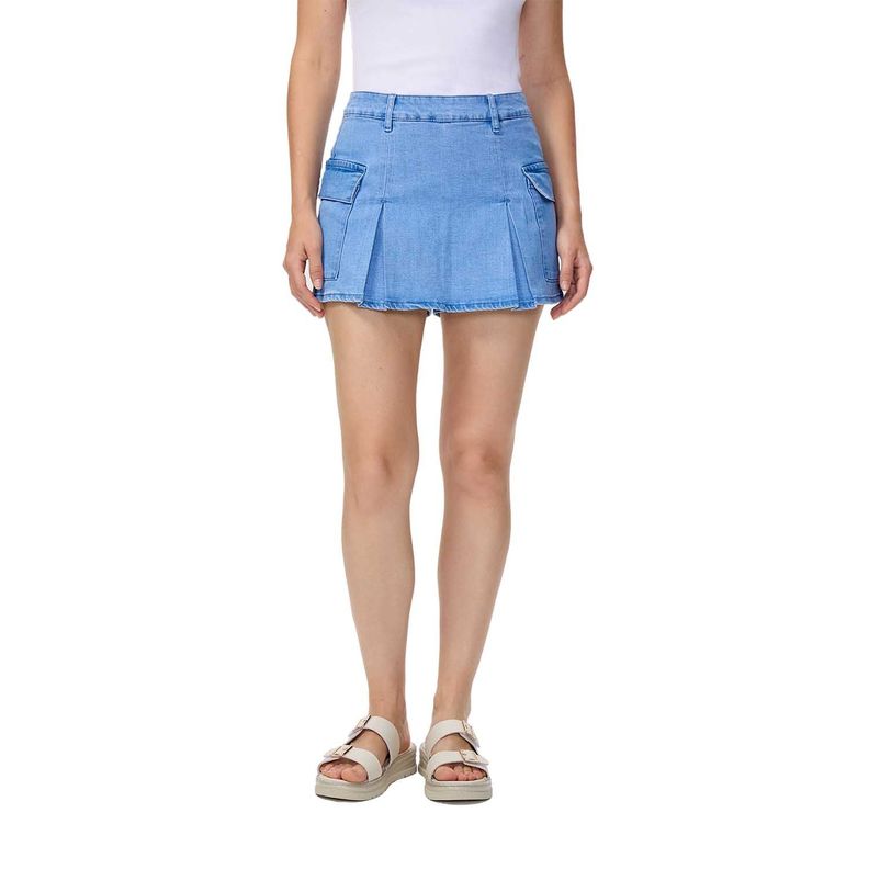 Short Mujer Falda Tableada Azul Claro Fashion's Park-0