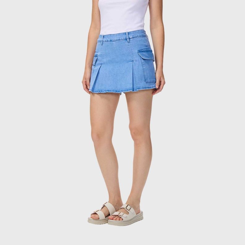 Short Mujer Falda Tableada Azul Claro Fashion's Park-1