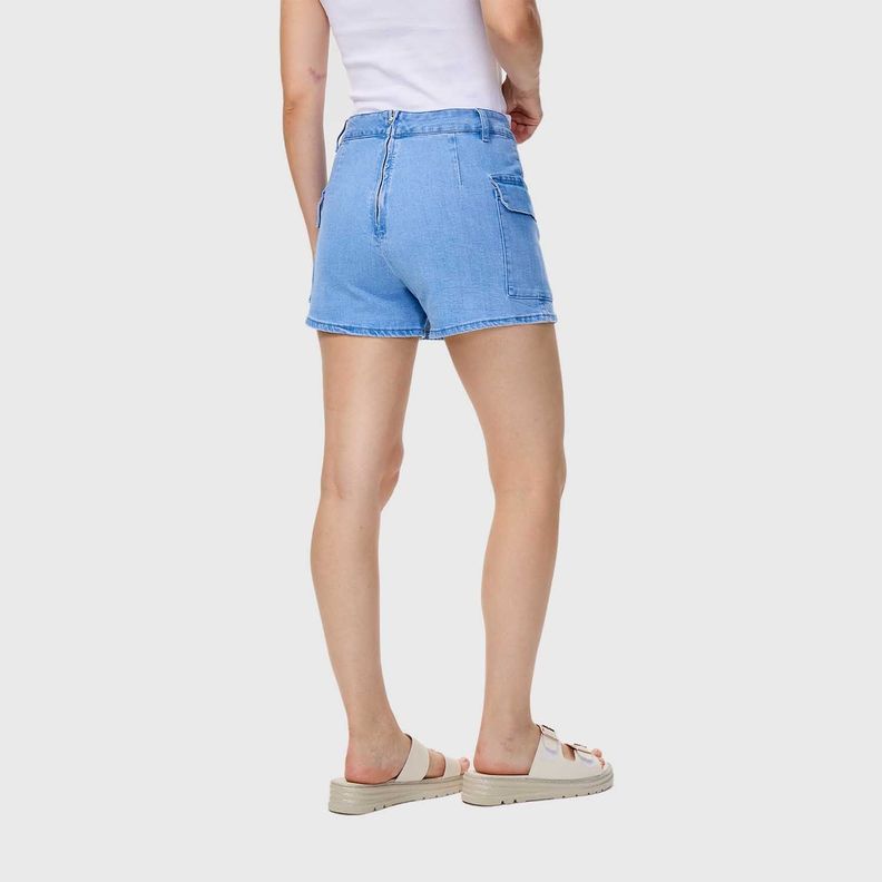Short Mujer Falda Tableada Azul Claro Fashion's Park-2