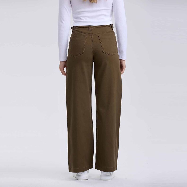 Jeans Mujer Wide Leg Color Verde Militar Fashion´s Park-2