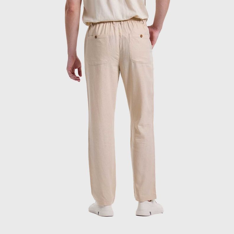 Pantalón Hombre Lino Beige Claro Fashions Park-2