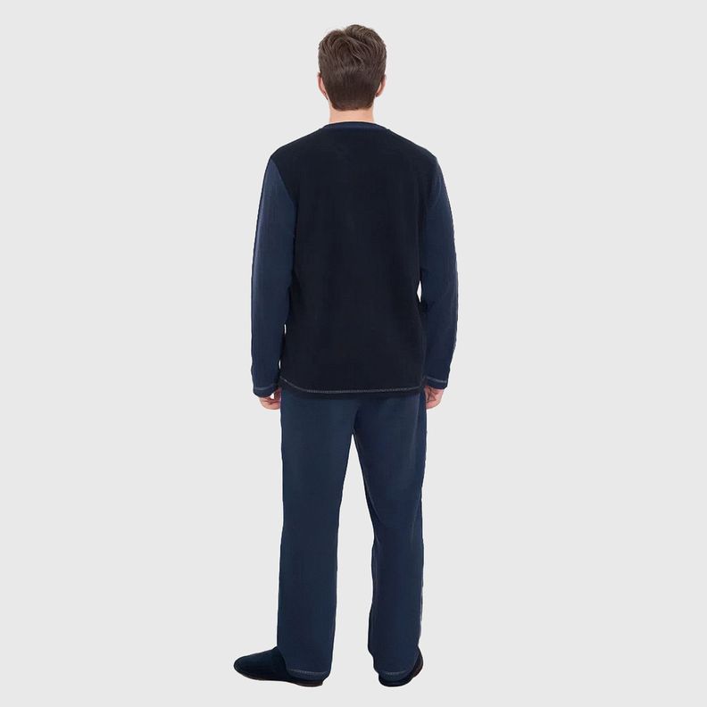 Pijama Hombre Polar Liso Azul-1