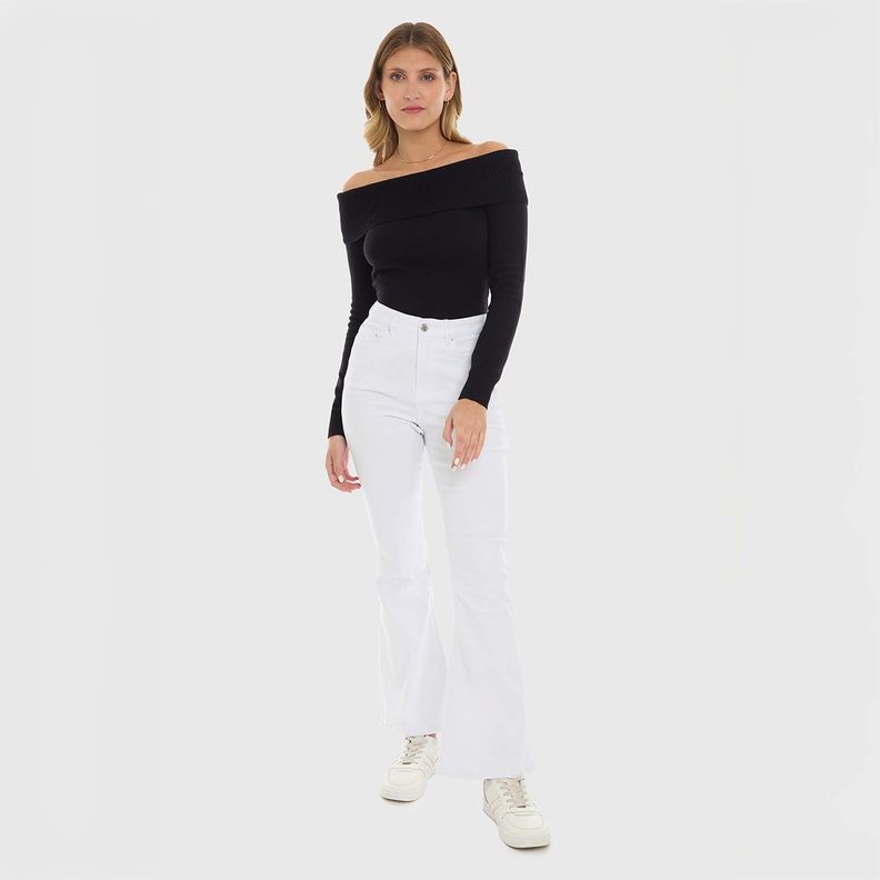 Jeans Mujer Flare Color Blanco Fashion's Park-3