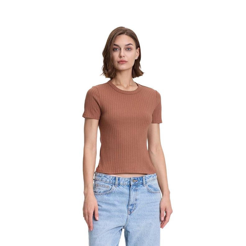 Polera Mujer Rip Crop Lisa Cafe Fashion's Park-0