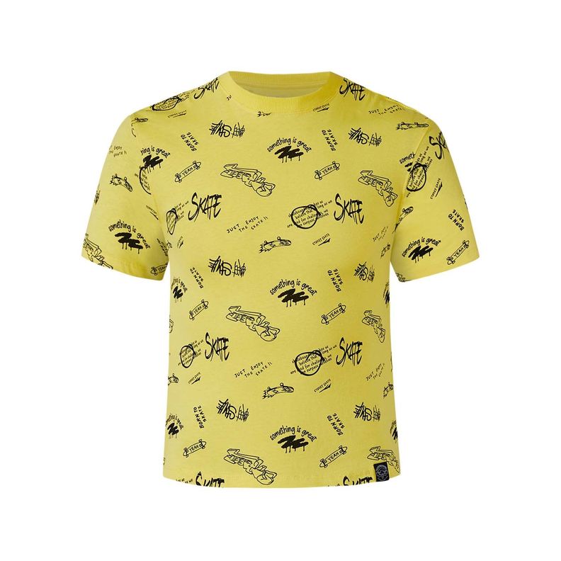 Polera Niño Full Print Oversize Amarillo Fashion's Park-0
