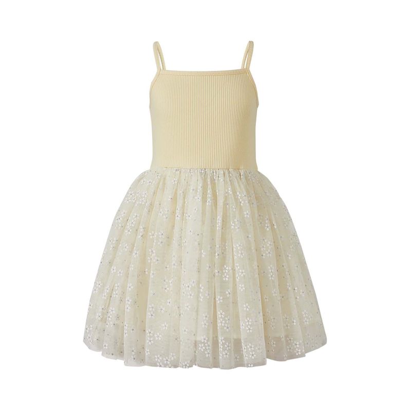 Vestido Niña Rib De Tiritas Amarillo Claro Fashion's Park-0