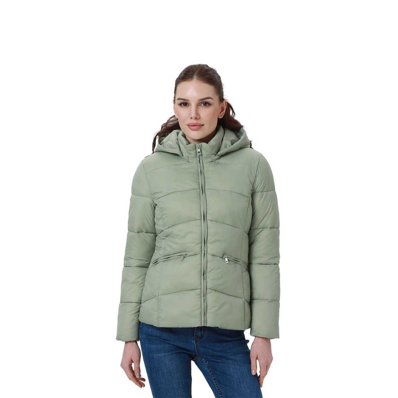 Parka Mujer Puffa Corta Verde Musgo-0