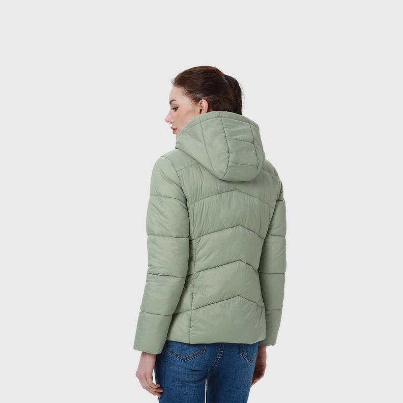 Parka Mujer Puffa Corta Verde Musgo-4