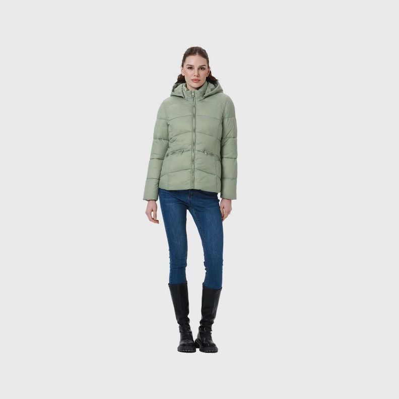 Parka Mujer Puffa Corta Verde Musgo-6