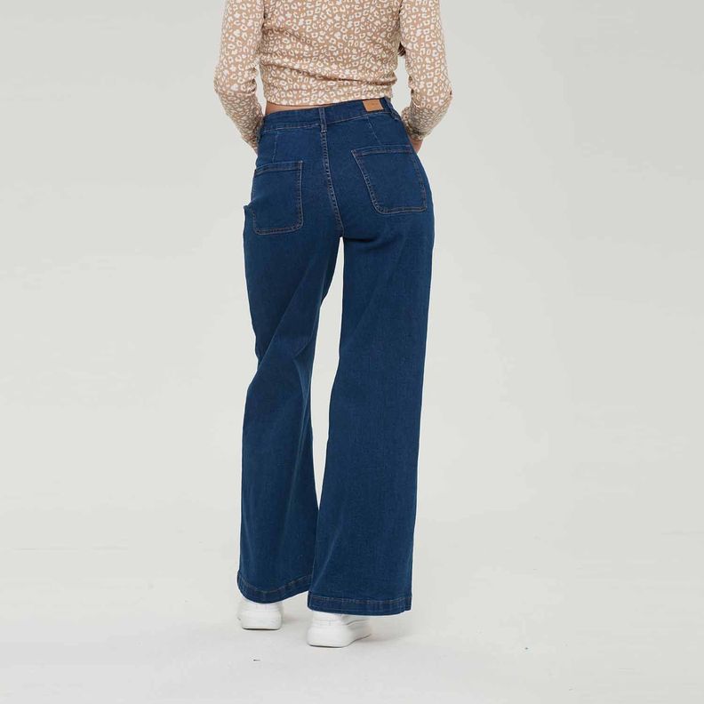 Jeans Mujer Wide Leg Bolsillo Azul Fashion´s Park-2