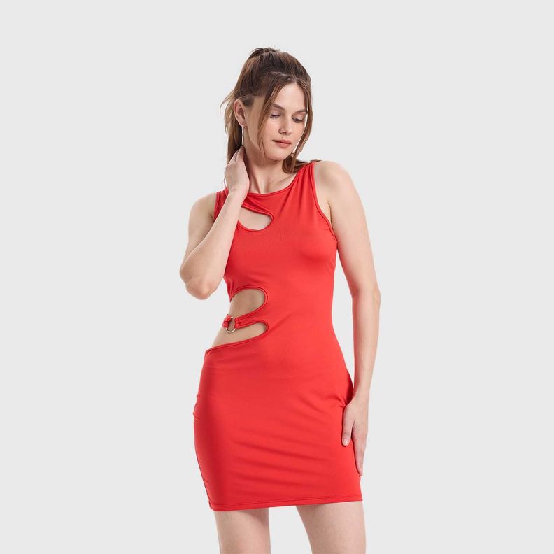 Vestido Mujer Cut Out Rojo Fashions Park-1