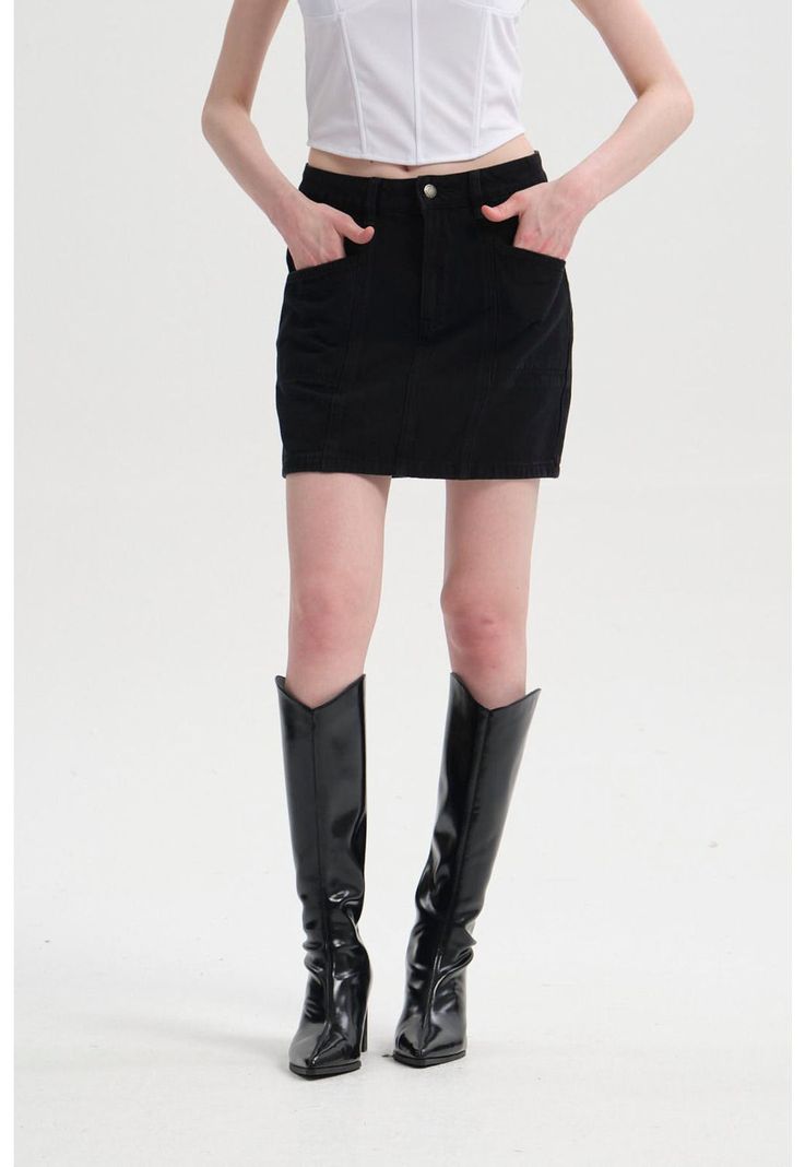 Falda Mujer Corte Bolsillo Negro