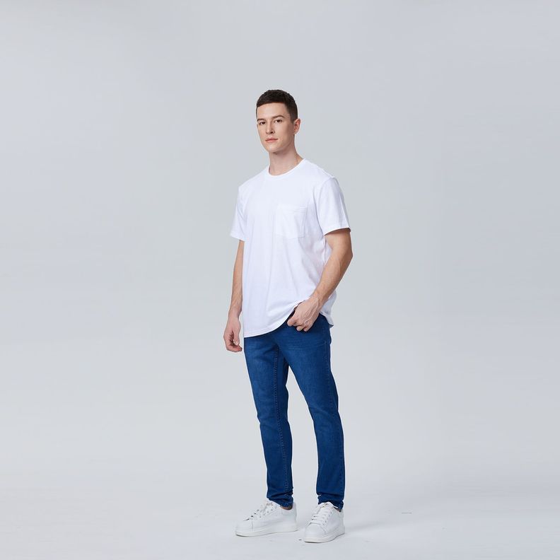Polera Básica Con Bolsillo Blanco Hombre-3