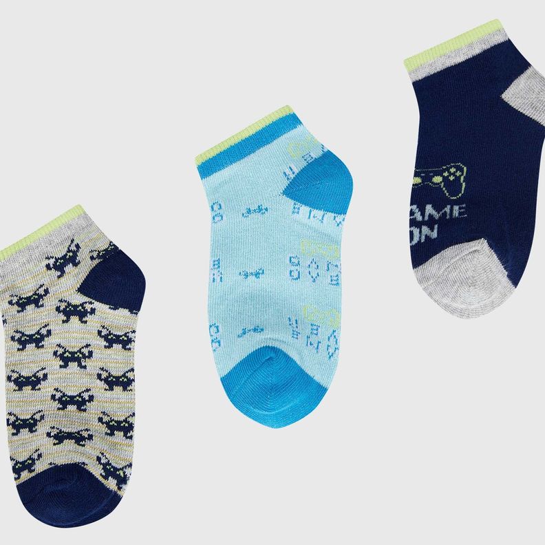 Calceta Deportiva Niño Tripack Azul II Fashion's Park-1