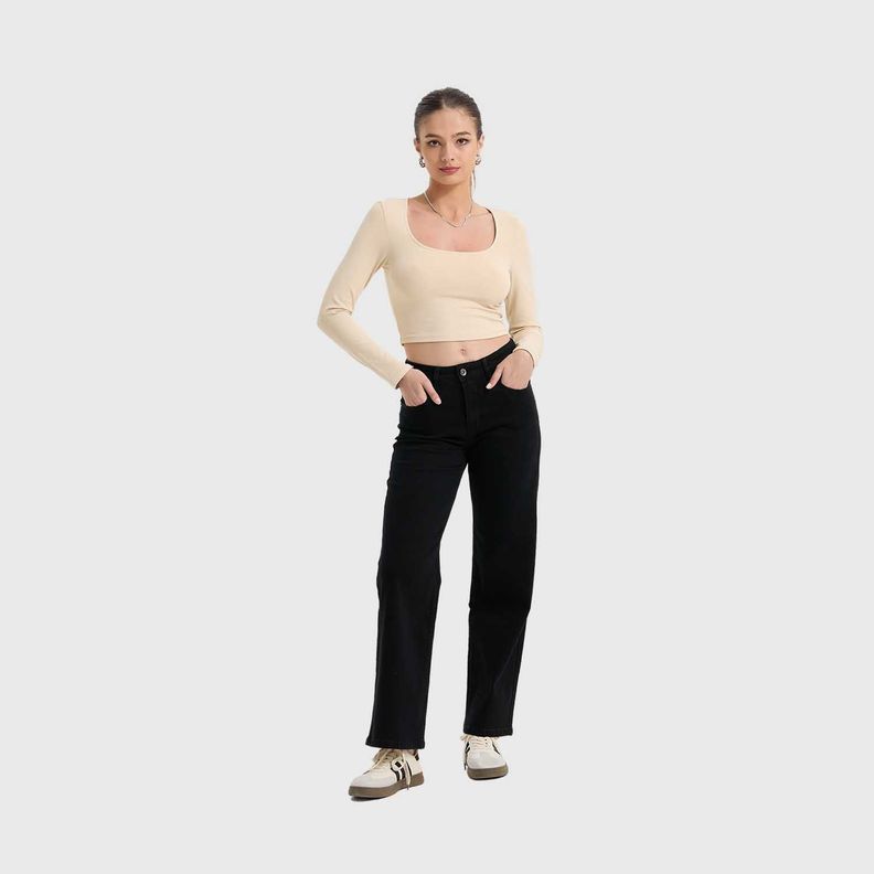 Jeans Mujer Wide Leg Sofía Negro Iv  Fashion's Park-3