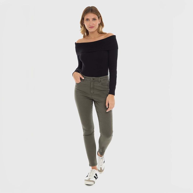 Jeans Mujer Emilia Verde Militar Fashion's Park-3