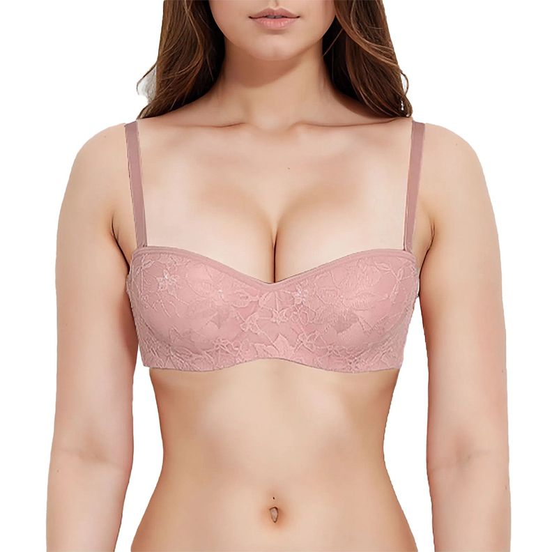 Sostén Mujer Strapless Encaje Palo Rosa-0