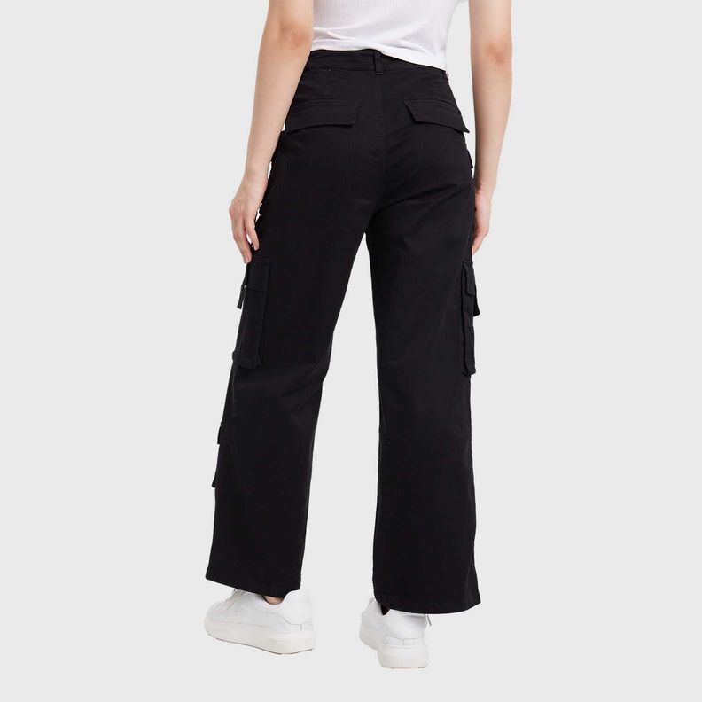 Pantalón Mujer Cargo Tiras Negro Fashion´s Park-2