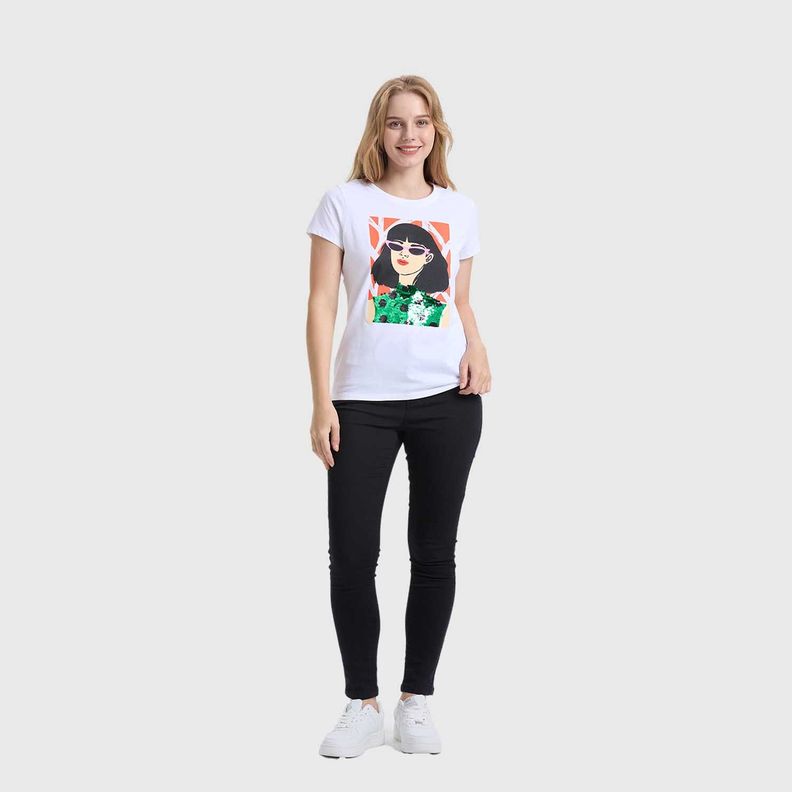 Polera Mujer Básica Print Blanco I Fashions Park-3