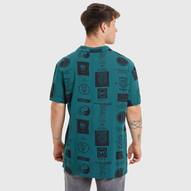 Camisa Guayabera Full Print Verde Hombre-2