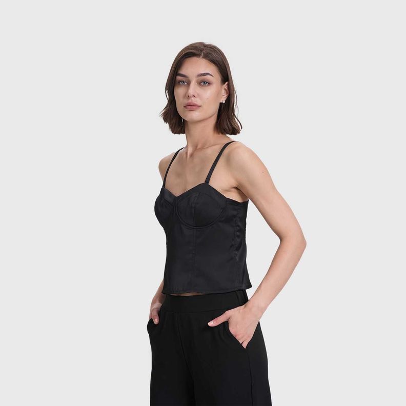 Blusa Mujer Top Tipo Corset Negro Fashion's Park-1