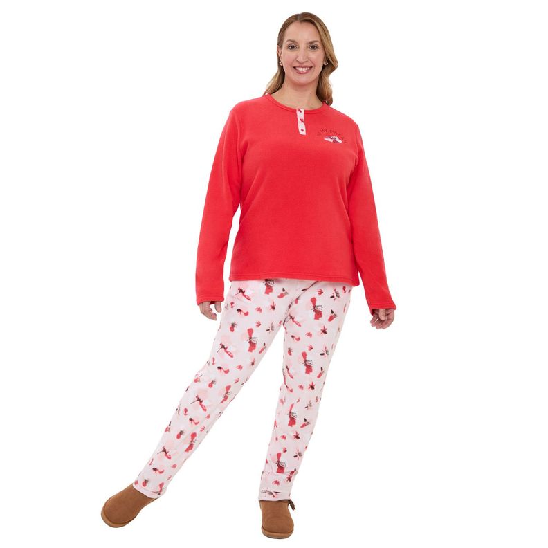 Pijama Mujer Polar Botón Rosado Fashion´s Park-0