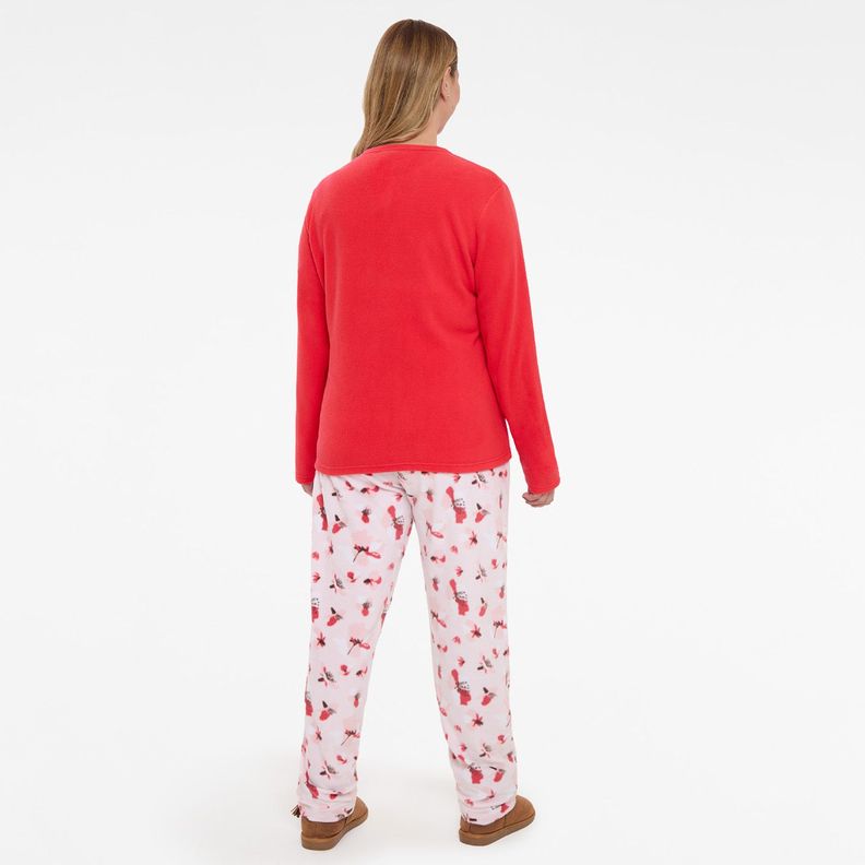 Pijama Mujer Polar Botón Rosado Fashion´s Park-1
