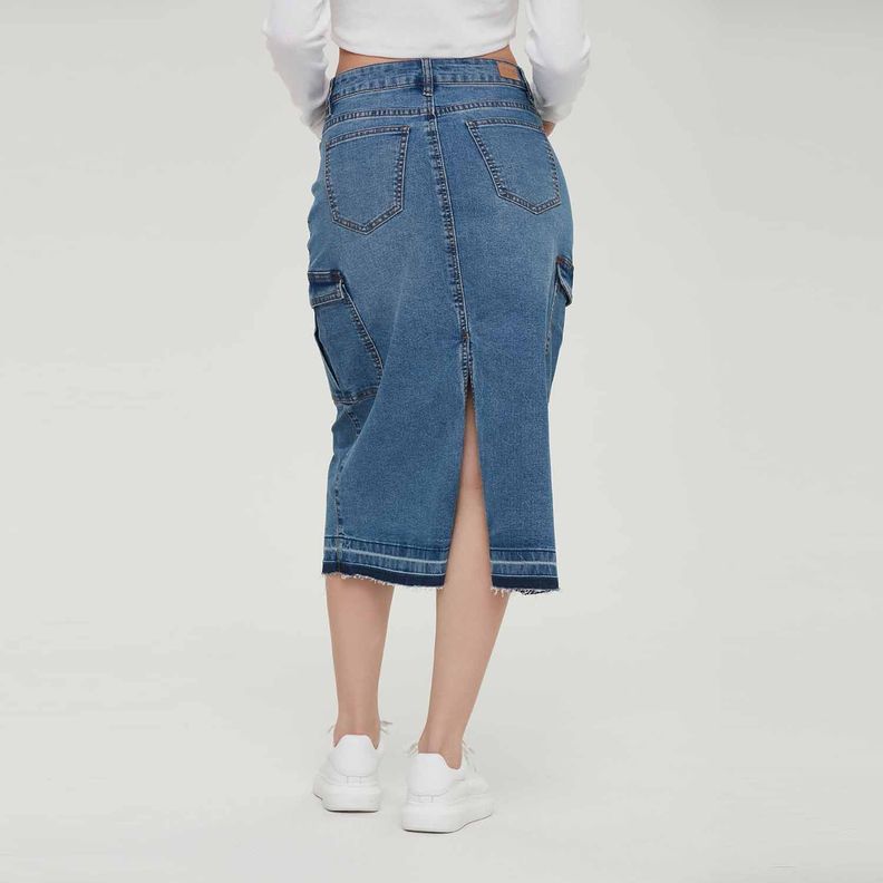 Falda Mujer Mid Cargo Azul Fashion´s Park-5