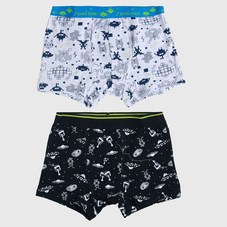 Boxer Niño Bipack Liso Rapport Gris-0