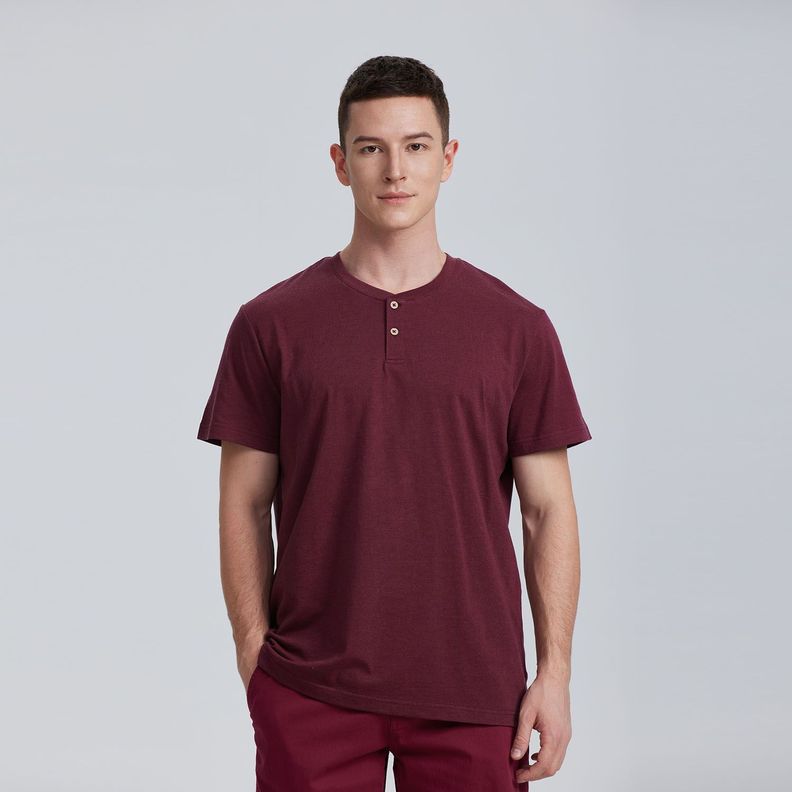 Polera Botones Burdeo Melange Hombre-0