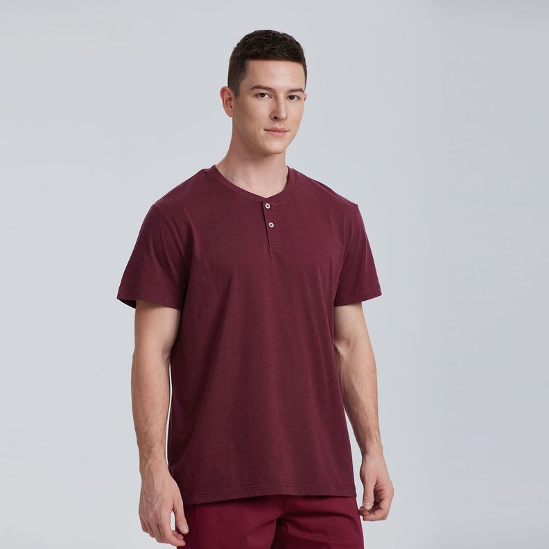 Polera Botones Burdeo Melange Hombre-1