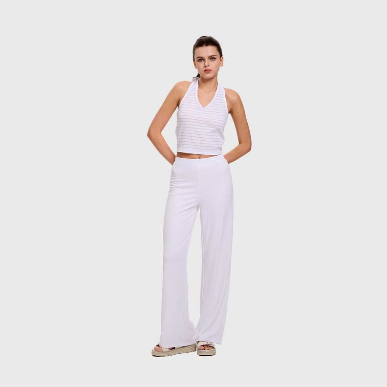 Pantalón Mujer Textura Blanco Fashion's Park-3
