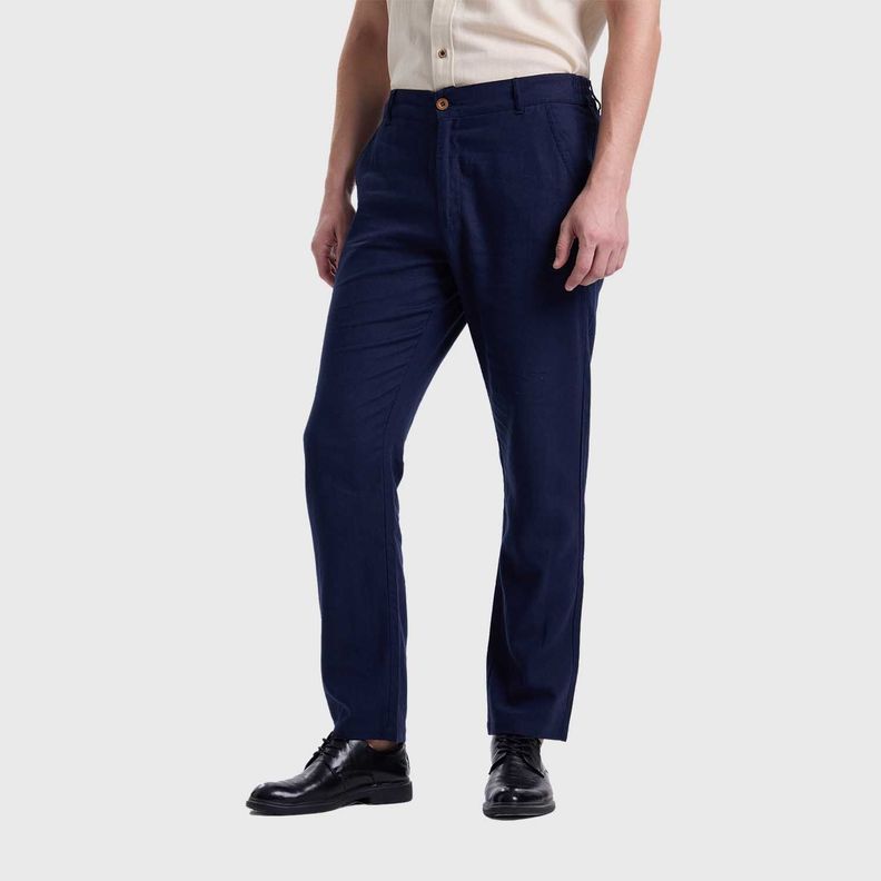 Pantalón Hombre Lino Azul Fashions Park-1