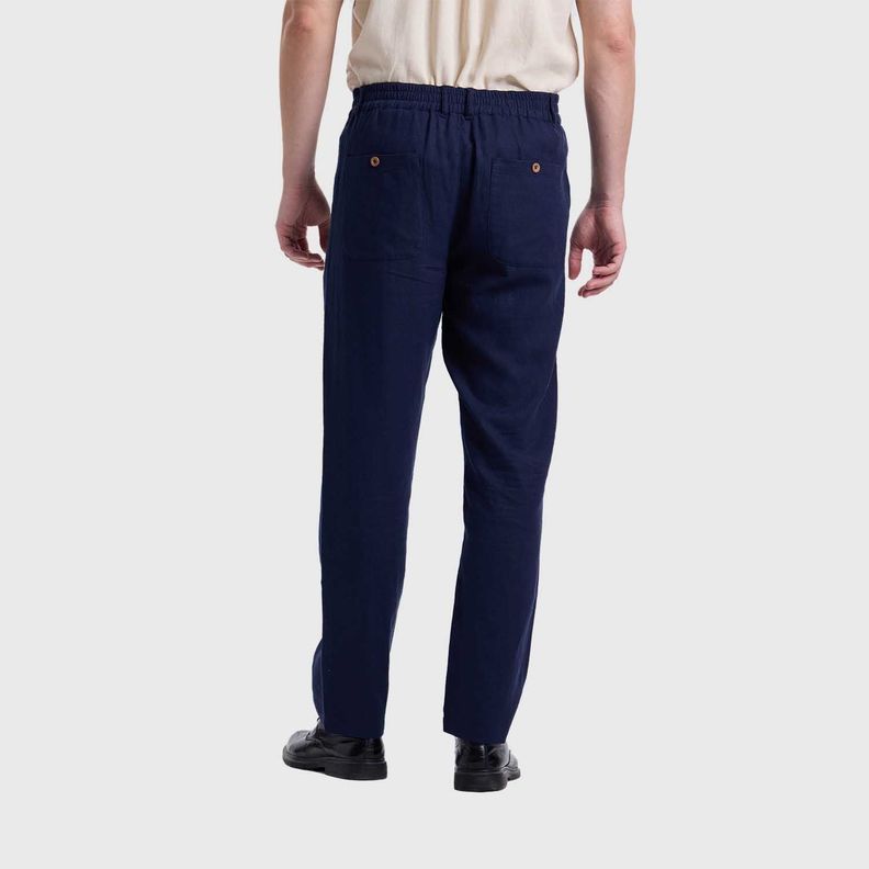 Pantalón Hombre Lino Azul Fashions Park-2