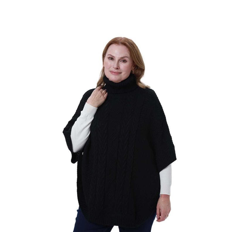 Sweater Mujer Poncho Negro Iv Fsp-0