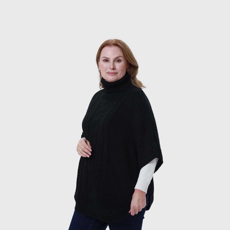 Sweater Mujer Poncho Negro Iv Fsp-1
