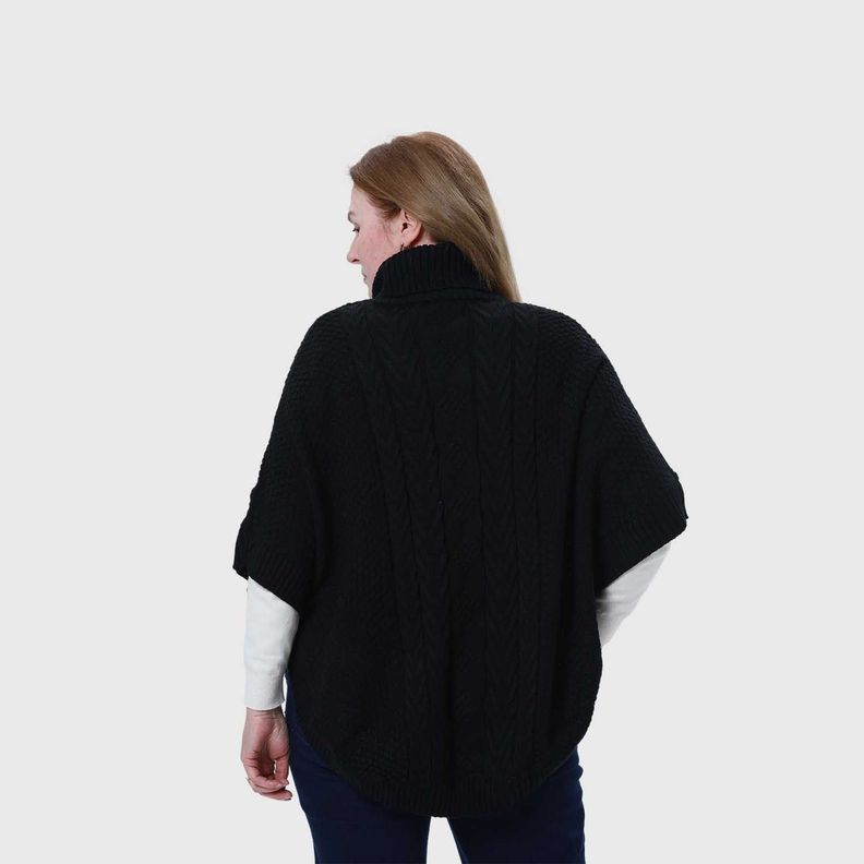 Sweater Mujer Poncho Negro Iv Fsp-2
